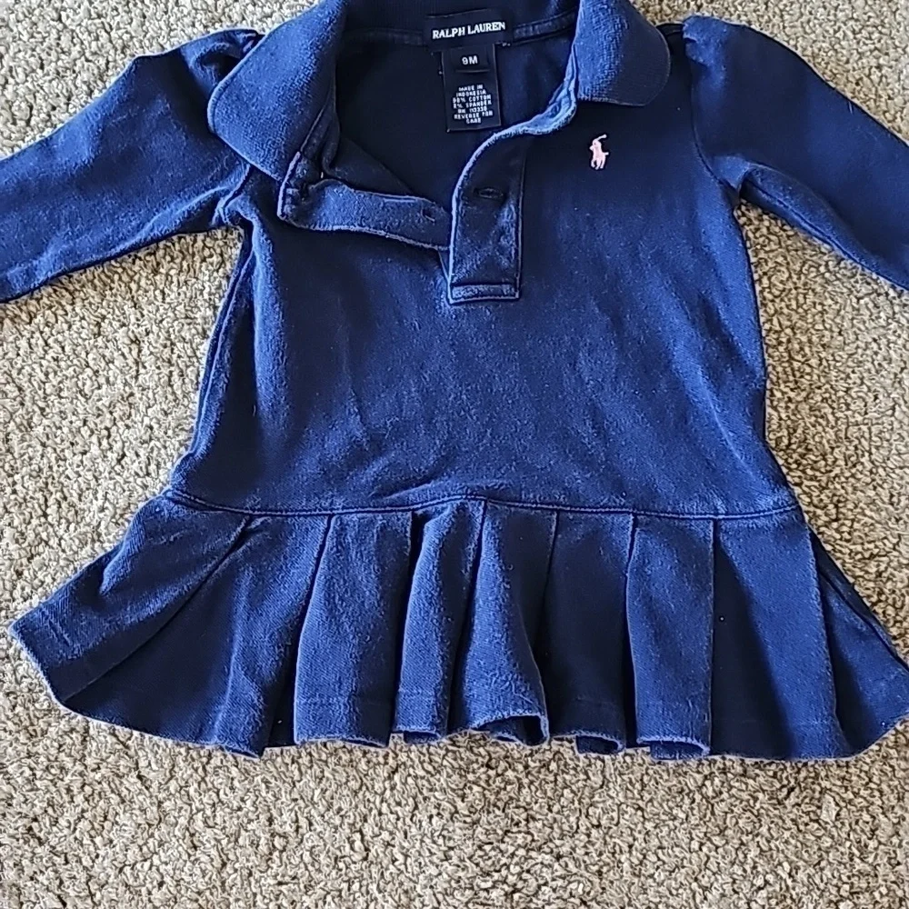 Ralph Lauren Navy Blue Long Sleeve Dress 9 Months